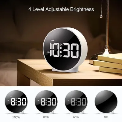 Round Shape Abs Travelling Table Led Back Light Desk Digital Alarm Clock Desktop Table Clocks LED Clock