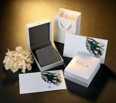 Custom Paper Jewelry Boxes Bag Wish Stone Necklace Stud Earrings Jewelry Set for Women Valentine Ring Wedding Packaging Boxes