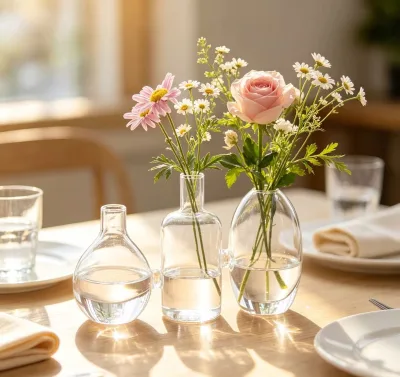 New Arrival Clear Glass Vase Ins Style Combined Triple Glass Bud Vase for Fresh Dried Flower Bedroom Cafe Table Ornament Bulk
