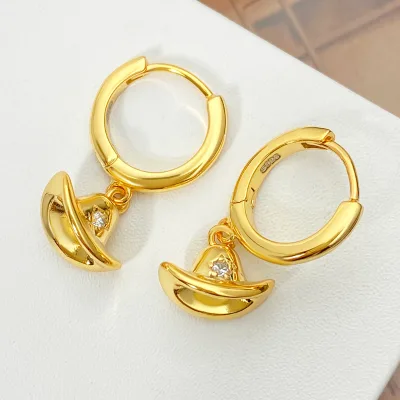 Women Hot Sale Summer Cubic Zirconia Earrings 925 Sterling Silver Personalized Hat Charm Hoop Earrings