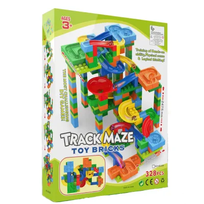 Kids DIY Educational Eco-friendly Building Blocks 328pcs Bricks Track Maze Model Toy ABS Plastic Marble Runs Block Set