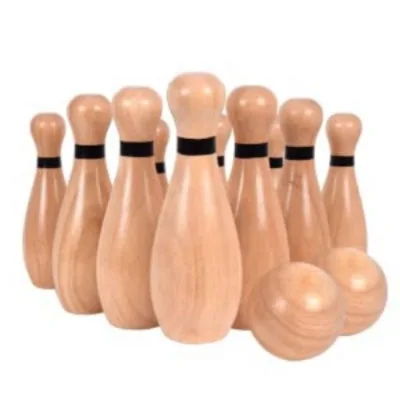 EASTOMMY Wooden Grass Bowling Outdoor Children's Toy Backyard Multiplayer Competition Rubber Wooden Family Adults and Kids Game
