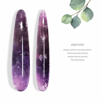 Wholesale Natural Rose Curved Penis Quartz Crystal Massage Dildo Wand Amethyst Crystal Dildo Wand