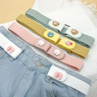 1pc Press Style Lazy Belt Women's Versatile Jeans Belt No-trace Elastic Stretch Belt Adjustable Length
