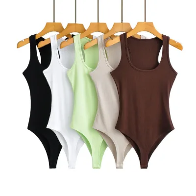 Wholesale Women Solid Color Sexy One-piece Jumpsuit Vest Sexy Ladies Tight-fitting Elastic Bottoming Shirt S-L