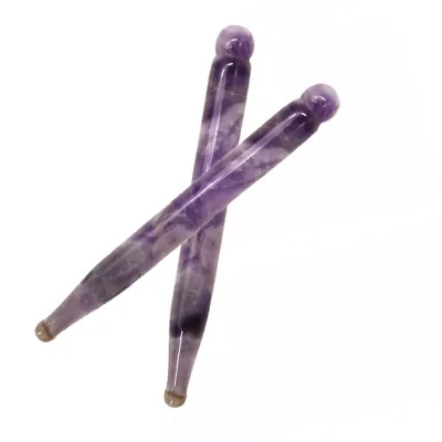 Natural Amethyst Crystal Massage Stick for FacialJade Gua Sha Stick Reflexology Tool for Pressure Point Massage Acupuncture Pen
