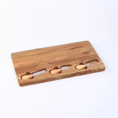 Acacia Wood Cheese Boards with Knives
