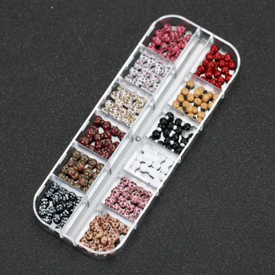 Hot Selling 12 Grids 3D Leopard Print Bow Ties Cartoon Accessories Nails Resin Charms Mix DIY for Nail Art