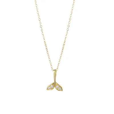 Stainless Steel Mermaid Tail Diamond Necklace Simple Dolphin Tail Zircon Clavicle Chain Pendant Necklace