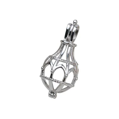 Wholesale Pearl Party S925 Sterling Silver Angel Wing Akoya Single Pearl Cage Pendants Necklace Mounting