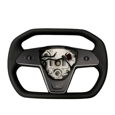 Factory Price Tesla Leather Steering wheel Hexagonal Flat Bottomed 100% Fit Tesla Model 3 Y Steering Wheel with High Quality