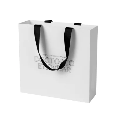 Recyclable High-grade Low Cost Custom logo White Card Paper Bag for Shopping