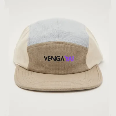 Custom Classic High Quality 5 Panel Organic 100% Cotton Two Tone Hat With Custom Patch Logo Hat for Men Women Unisex