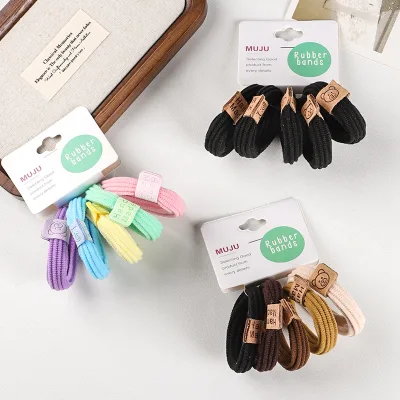 Cute Bear Design 5-Piece Kids Hair Accessory Set Cartoon Knitted Seamless Hairband and Towel Loop for Little Ones