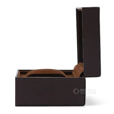 Hot Sale Watch Packaging High Quality Green Eco Friendly Pu Leather Clamshell Single Watch Box for Travel