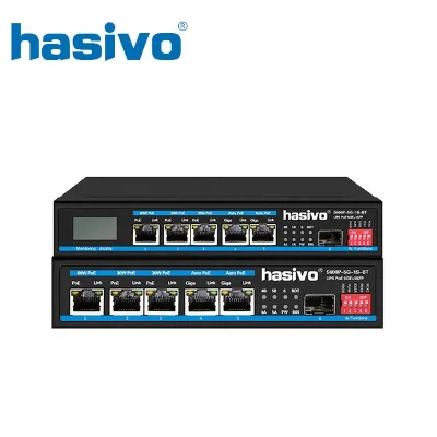 5 Port PoE Solar Charger Switch Clean Energy with 1 SFP Switch Single Port MAX 60W UPS Switch