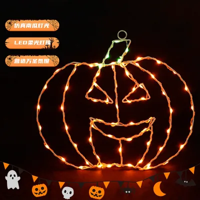 Outdoor Waterproof LED Steel Frame Pumpkin Halloween Holiday Party Decor Motif Figures Rope Lights