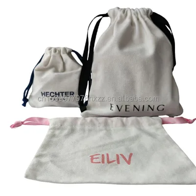 High Quality Customized Color Medium Cotton Canvas Custom Logo Recyclable Custom Size Screen Printed Pouch for Rings Earrings