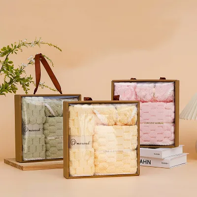 Wholesale Woven Luxury Coral Fleece Eco-Friendly Quick-Dry Towel Gift Box Set Three Pieces Promotional Gift Custom Logo