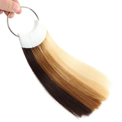 Virgin Brazilian Remy Human Hair Swatches Straight Natural Level Shades Samples for Salon Color Rings 30 Pieces 8 Inch