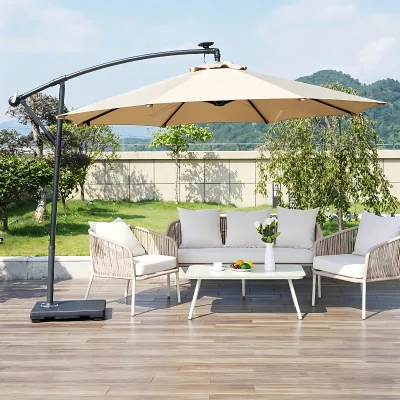 Modern Outdoor Sunshade Umbrella for Park & Garden Aluminum Pole Waterproof Eco-Friendly Anti-UV Manual Lift Opening