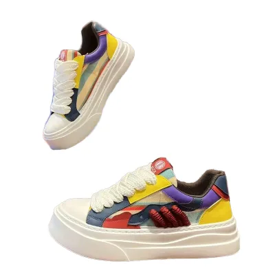 Summer New Colorblocking Breathable Casual Niche Original Design Men's Board Shoes Thick Sole Arch Support Shoes