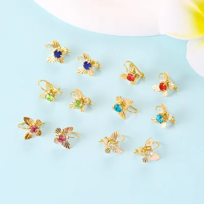 HanHan Jewelry Butterfly Earrings Colorful CZ Jewelry Oro 18k Original Artificial Jewellery for Women