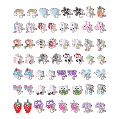 28 Pairs of Mermaid Ear Clips Popular Set Children Stud Earrings Wholesales Kids Jewelry