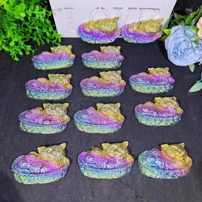 High Quality Crystal Cute Animal Bismuth Crystal Cat for Decoration
