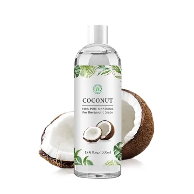 HL - Natural Relaxing Massage Oils Supplier,500ML, Bulk Fractionated Coconut Oil for Skin, Face and Body | Extra Virgin & MCT C8