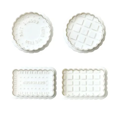 4Pcs Waffle Cookie Cutters Mold Set Cookie Press Mold Biscuit Embossing Mould Easy to Use-Biscuit Series Kitchen Accessories