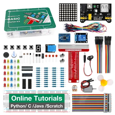 LAFVIN Raspberry Pi 4 / 3B Starter Kit With Breadboard LCD1602 Display For Python C Java Scratch Beginner Kit for Raspberry Pi 5