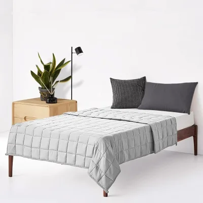 Custom Cooling Weighted Blanket Sleeping Weighted Blanket for Adults Grey Grid Sensory Adult Weighted Blanket