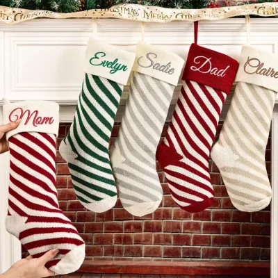 Custom Embroidered Christmas Stockings Knitted Decorative Long Stockings Christmas Personalized Stockings Christmas Gifts