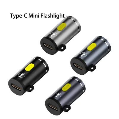 DOONJIEY Type C Plug LED Mini Flashlight Key Chain 2.5cm Portable Light for Camping Hiking Travel Phone Power Banks