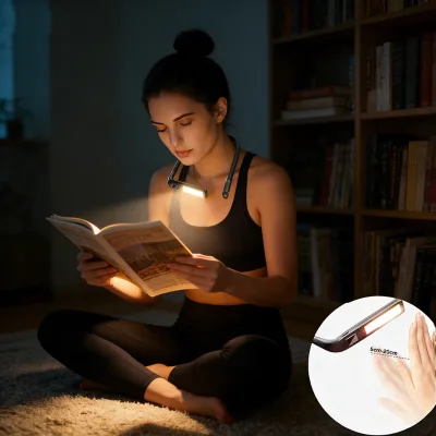OEM ODM Silicone Hands Free Neck Reading Lamp Rechargeable 3 Color Modes Portable Wearable Light For Fishing Knitting Bed Travel
