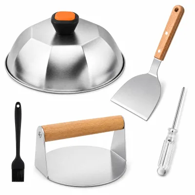 Eco-Friendly Thickened Stainless Steel Outdoor BBQ Tool Set with Hamburger Press Machine and Basters for Meat & Poultry