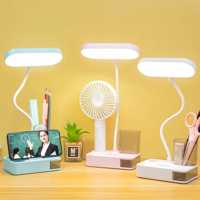 Custom LED Eye Protection Pen Holder White Blue Pink USB Rechargeable Study Reading Desk Lamp
