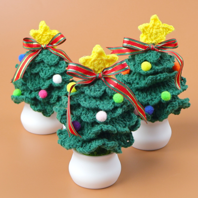 New Crochet Pot Flowers Christmas Tree Crochet Handmade Decoration Pot Crochet Christmas Tree Crochet Christmas Tree