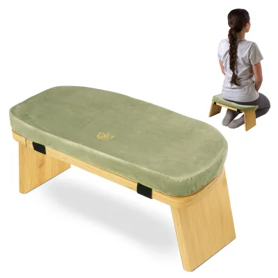 Best Design Well-made Folding Portable Meditation Stool Yoga Bench Bamboo Wood with Cushion