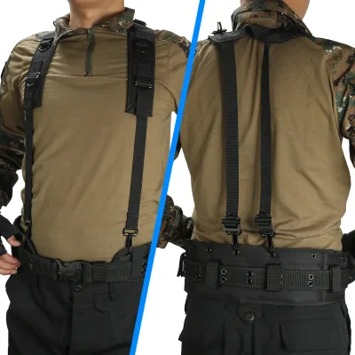 Heavy Duty Tactical Suspenders Breathable Padded H-Harness Durable Nylon Webbing, Adjustable with Tactical Duty Belts & Vests