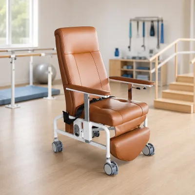 High Quality Hospital Instrument Chairs Hospital Reclining Nursing Chair with Adjustable Backrest Legboard and 4 Inch Castors