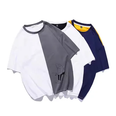 100% Cotton Printed Clothing Factory Custom Color Blocked Summer Tshirt for Men Oversized Tshirt
