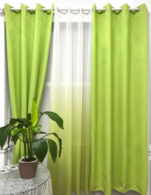 Simple Light Luxury Solid Color Curtain Gradient Yarn Three-piece Home Curtain Bedroom Living Room Curtain Set