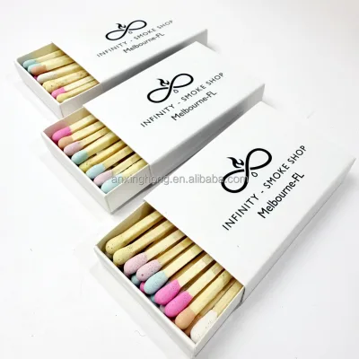 Wholesale Custom Printed Match Box Pastel Tips Wooden Matches Elegant Wedding Reception Table Ornament Guest Keepsake Matches