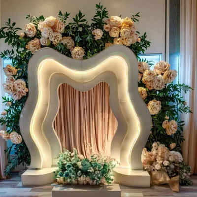 Wholesale Luxury Custom Manufacturer LED White Iron Backdrop Stand Wedding Event Party Background Stage Decoration