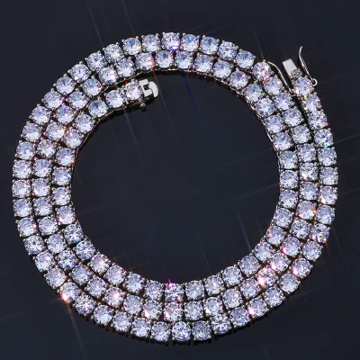 Factory Hip-Hop 5mm 925 Sterling Silver Geometric Moissanite Tennis Chain Necklace Womens Stylish High-End Jewelry