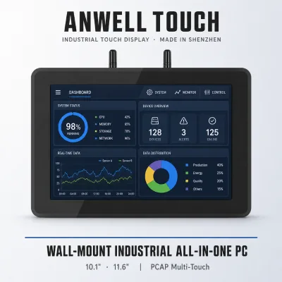 IP65 Waterproof 10.1 Inch Wall Mount Industrial All in One PC Touch Panel PC Industrial HMI Monitoring and Equipment Operation