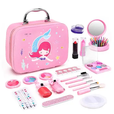 European Spot Christmas Birthday Gift Real Washable Makeup Set Non Toxic Play Princess Cosmetic Case Kid Girl Beauty Makeup Set