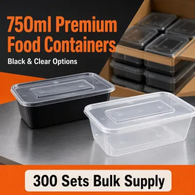 750ml Leakproof Disposable Rectangular Takeout Food Containers 300 Sets